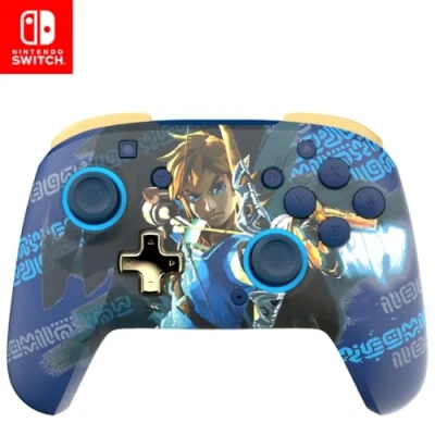 Bild av PDP REMATCH GLOW Wireless Controller Link Hero Nintendo Switch, Blå och svart