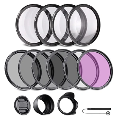 Bild av NEEWER 72 mm ND filterset ND/CPL (polfilter)/UV/FLD/närfilter objektivtillbehör ND2 ND4 ND8 gråfilterset (+1/+2/+4/+10) tulpanskydd, vikbar gummiskydd, linsskydd, filterbyte