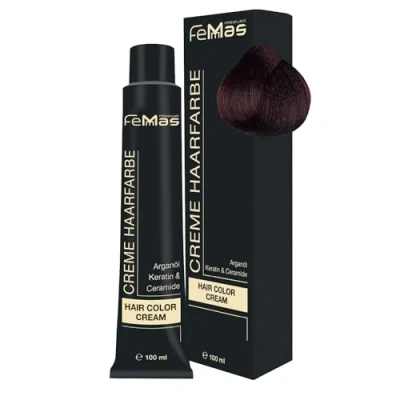 Bild av FemMas hårfärg mellanbrun koppar 4,4 I professionell grädde brunt med närande arganolja, keratin och ceramider som permanent eller nyans, 100 ml