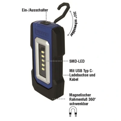 Bild av KUNZER PL 050 Lampes manuelles LED 100 , 200 3,7 avec batterie rechargeable