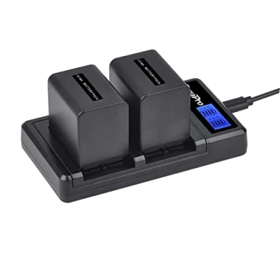 Bild av DuraPro 2 st 500 mAh NP FV70 Li ion batteri + LCD USB batteriladdare för Sony FV100; Handycams HDR CX230 CX150E CX170 CX300 Z1 videokamera