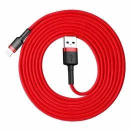 Bild av Baseus Cafule härdad vävd Lightning kabel 2m Röd
