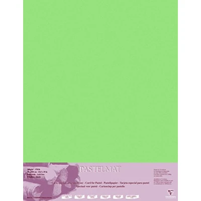 Bild av Clairefontaine Ref 96158C Pastelmatta kortark (paket med 5 ark) 360 gsm kort 70 x 100 cm ljusgrön färg speciellt formulerad för användning pasteller