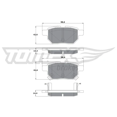 Bild av TOMEX brakes TX 15 01 Jeu de plaquettes frein Essieu arrière avec indicateur d&#039;usure TOYOTA: Auris 5 portes, Yaris II 3/5 portes