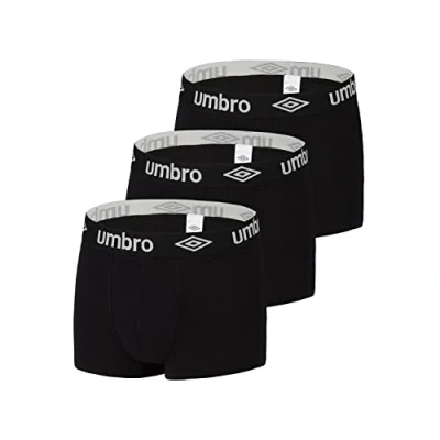 Bild av Umbro Herrkalsonger i 100% bomull, boxer för män, bekväma, ventilerat nät (set om 3), svart, M