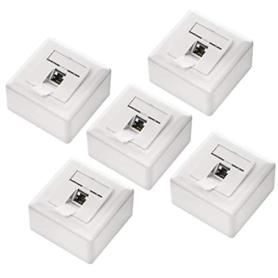 Bild av deleyCON 5x CAT6 Universellt Nätverksuttag 1x RJ45 Port Skärmad Ytmonterad eller Infälld 1 Gigabit Ethernet Nätverk EIA/TIA 568A&amp;B Vit