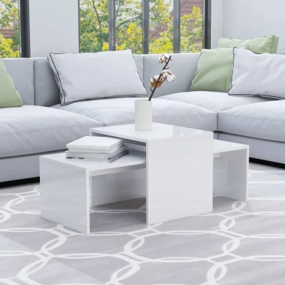 Bild av vidaXL Soffbord set vit högglans 100x48x40 cm konstruerat trä