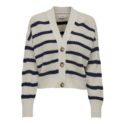 Bild av ONLY Carolnice Stripe NOOS Kofta, Storlek: Medium, Pumice stone stripes navy blazer
