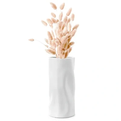 Bild av Navaris Dekorativ vas modern vit vardagsrum blomvas asymmetrisk för fönsterbräda, sidobyrå torkade blommor, pampasgräs, heminredning
