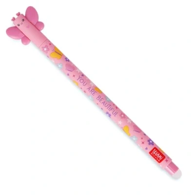 Bild av LEGAMI Butterfly raderbar gelpenna, kula i änden för att ta bort bläcket utan använda arket rosa bläck, temperaturkänslig 0,7 mm diameter på spetsen