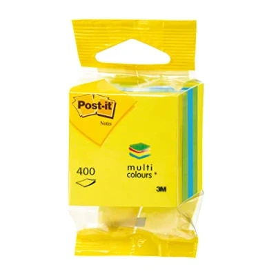 Bild av Post it 2012L självhäftande anteckning mini kub, 70 g/qm, 51 x mm, 400 ark, blå/citrongul/limongrön
