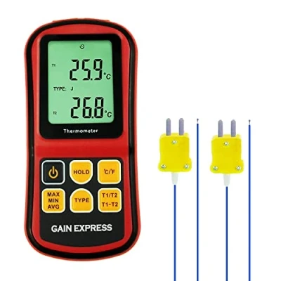 Bild av Digital K/J/T/E/R/S/N typ termoelementstermometer tvåkanals LCD display 150 1767 C ATC temp. meter, Celsius och Fahrenheit exakt upp till ± 0,1 % 0,6 ℃, med bakgrundsbelysning