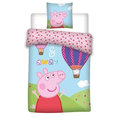 Bild av 037 Greta gris sängkläder, peppa pig och luftballong, örngott, 2 stycken, 100 x 140 40 45 cm påslakan % bomull OEKO TEX