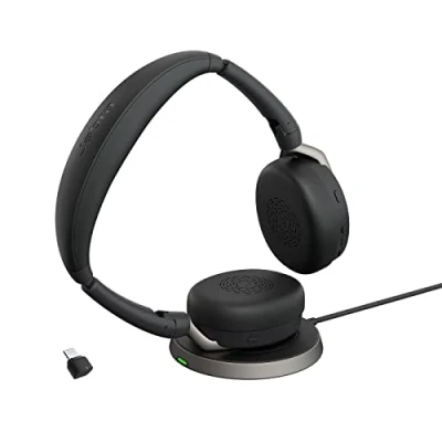 Bild av Jabra Evolve2 65 Flex trådlöst stereoheadset med Bluetooth, brusreducerande ClearVoice teknik och Hybrid ANC certifierat för MS Teams svart