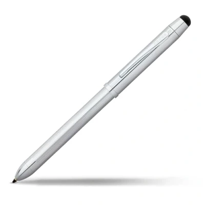 Bild av Cross Tech3+ påfyllningsbar vrid action metall multifunktionell kulspetspenna med Stylus/penna/radergummi, medium kulspets, inkluderar premium presentask och blandade bläckpatroner, 1 pack, glansig