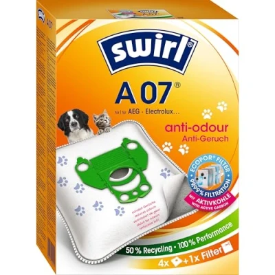 Bild av Swirl A07 NeutralizLufttvättpåse för AEG dammsugare, 4 påsar + 1 filter