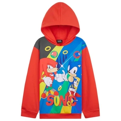 Bild av SONIC THE HEDGEHOG huvtröja för pojkar tonåringar skuggknogar svansar varm jumper ledig pullover, Röd/multi, 4 5 år