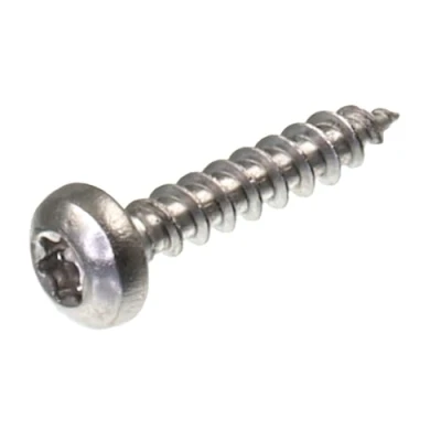 Bild av SECCARO spånskivskruv halvcirkelformat huvud 4 x 20 mm, rostfritt stål V2A VA A2, träskruv med full gänga, TX/sexkantsrund, 250 stycken