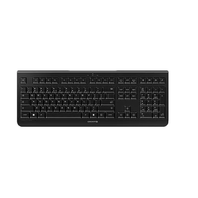 Bild av CHERRY KW 3000, Trådlöst Tangentbord med Sifferknappsats, US Internationell Layout (QWERTY), 2,4 GHz Radioanslutning, Tystgående Tangenter, Platt Design, Batteridriven, Svart