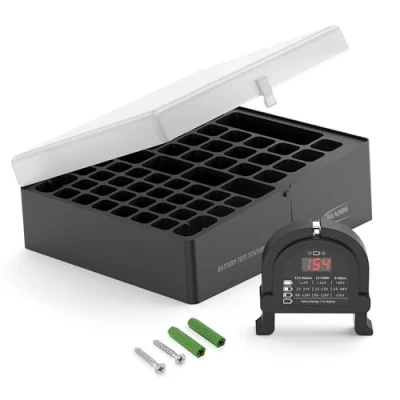 Bild av ANSMANN Scatola per batterie con tester 48 20x Micro AAA 24x stilo AA 4x 9V Organizer portatile coperchio semi trasparente chiusura