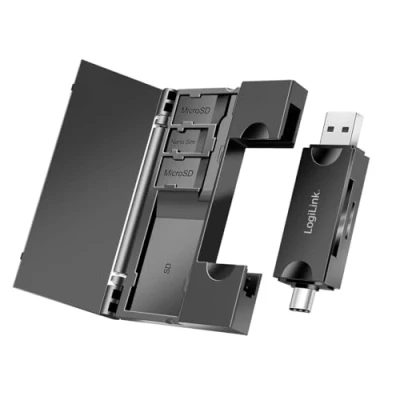 Bild av USB 3.2 (Gen1) kortläsare för SD och microSD kort, med kortförvaring, A C