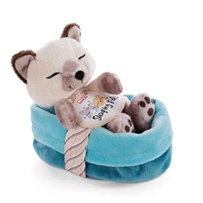 Bild av NICI Mjuk Leksakskatt I Korg 12 cm Sleeping Pets Gosig Leksak Siamesiska Katter för Flickor, Pojkar och Bebisar Fluffigt Gosedjur Att Kela, Leka Sova Med Mysiga Plyschdjur