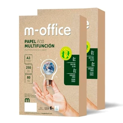 Bild av Återvunnet din A3 papper, 80 g foliopaket, kopierings och skrivarpapper, 1 förpackning med 250 ark A3, 100% återvunnet m office (250 ark)