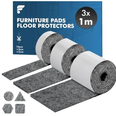 Bild av Shinfly Filtar självhäftande 4 mm tjockare, filt möbeltassar (100 cm x 10 5 100 2 skär alla former, starkt filtglid för stolar möbler mörkgrå