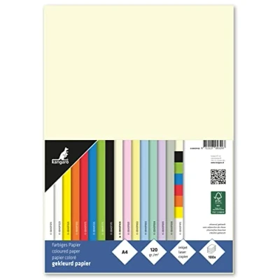 Bild av kangaro lerpapper beige DIN A4 120 g/m² FSC mix 100 pack brevpapper pysselpapper DIY, K 0043F435, 29,7 x 21 1,5