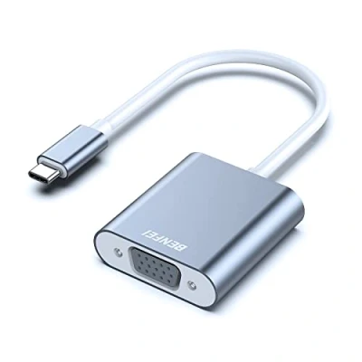 Bild av USB C till VGA adapter, BENFEI Thunderbolt 3 adapter kompatibel för MacBook Pro 2019/2018/2017, Air/iPad 2018, Samsung Galaxy S10/S9 [Aluminiumskal, grå]