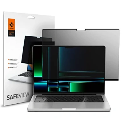 Bild av Spigen SafeView Sekretessskärmfilter kompatibel med MacBook Pro 14 tum (från 2021, M3 / Max M2 M1 Max), Magnetisk installation, Anti fingeravtryck, Reptålig