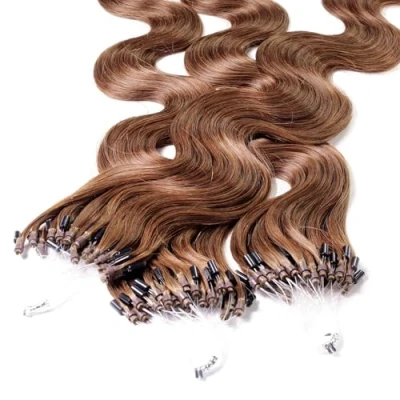 Bild av hair2heart microring Extensions äkta hår vågigt 25 slingor 1 g 60 cm 8/03 ljusblond natur guld