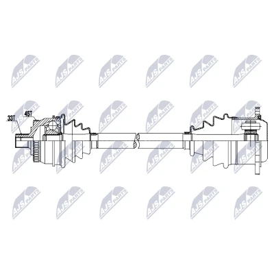 Bild av NTY NPW AU 097 Drivaxel framaxel höger 620mm 130mm Manuell VOLKSWAGEN: Passat B5 GP Variant, Sedan, AUDI: A4 Avant