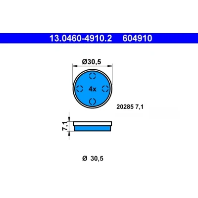 Bild av ATE 13.0460 4910.2 Jeu de plaquettes frein non préparé pour indicateur d&#039;usure, contact signal d&#039;usure exclu CITROËN: 2CV Berline