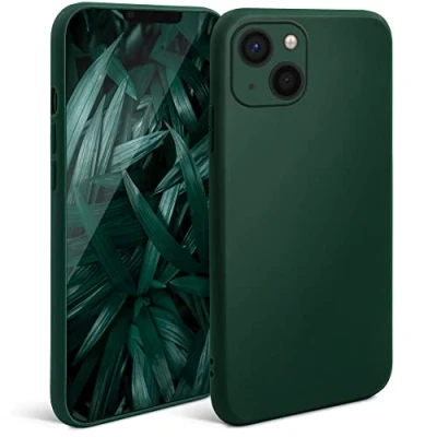 Bild av Moozy Minimalist Series Silikonfodral för iPhone 13 Mini, Midnattgrön Skal Case med Matt Finish, Tunt Mjukt TPU Silikon Fodral Telefonskal Silikonöverdrag Cover