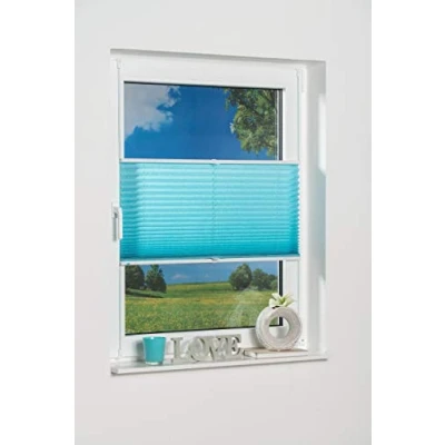 Bild av K home 360273 7 KlemmFix Plissee 100 x 130 cm (B L) isblå ljusskydd + modernt krossat utseende ++