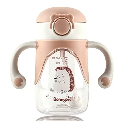 Bild av baby Trainer Cup drickmugg 280 ml, näbbkopp från 12 månader, drickkopp, lärande mugg för bebis, hållbar och hygienisk, läckagesäker silikonpip BPA fri aprikos