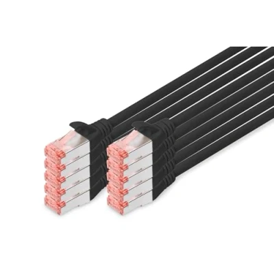Bild av DIGITUS LAN Kabel Cat 6 2m 10 stycken RJ45 nätverkskabel S/FTP skärmad kompatibel med 6A och 7 Svart