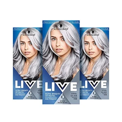 Bild av Schwarzkopf Live Ultra Bright Hårfärg, 098 Silver, Paket med 3