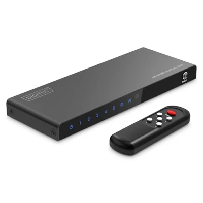 Bild av DIGITUS DS 55332 HDMI Switch 5x1 5 In 1 Ut UHD 4K/60 Hz HDTV: 3840 x 2160p HDCP 2.2 &amp; 2.0 HDR, CEC, Deep Color, DTS, Dolby Digital, LPCM För TV, Monitor, PS5, PS4, Xbox