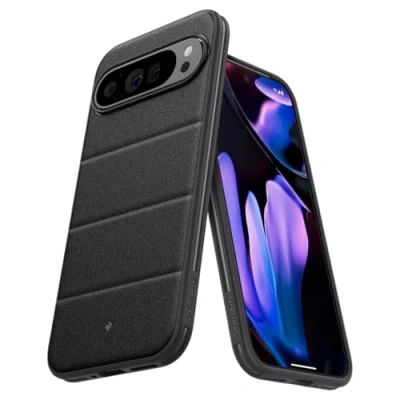 Bild av Caseology Athlex för Google Pixel 9 Pro XL Fodral, [Sandstone Texture for Anti Scratch] Sidogreppsmönster Fodral Active Black