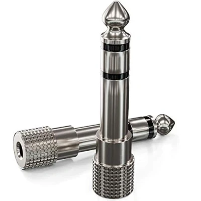 Bild av deleyCON 2x Stereoljudkontaktadapter 6,3mm Uttagskontakt till 3,5mm Uttagadapter Ljud HiFi Uttag Adapteruttag Mottagare Hemmabiohörlurar Silver