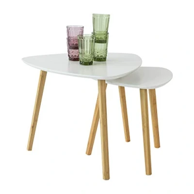 Bild av SoBuy Soffbord,Sidobord,Satsbord set om 2,Cafébord,vit,FBT74 W