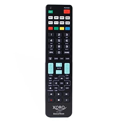 Bild av XORO Universal fjärrkontroll XRC 8F1 styr enkelt över 1 000 enheter från olika tillverkare, flexibel inlärningsfunktion, 8 programmerbara möjliga, svart