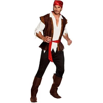 Bild av Boland Kostym för vuxna pirat thunder, byxor, skjorta, väst, manschetter, captain, jacka, sparrow, sjörövare, myri, karneval, halloween, temafest, utklädnad, teater, flerfärgad