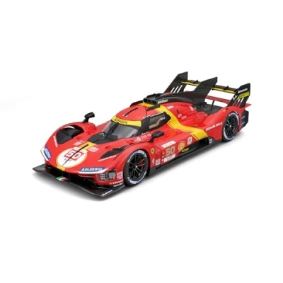 Bild av Bburago 1/18 Ferrari Racing 499P LMH 2023#50 Röd NYHET 2024: Metallisk kopia detaljerad interiör Öppning dörrar och huva i skala 1/18: e Mans 24 timmars vinnare 2023