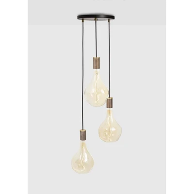 Bild av Tala hängande lampa Trippel Pendel rund E27 klar svart/valnöt
