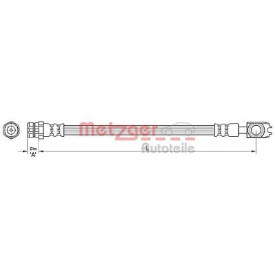 Bild av METZGER 4110441 Flexible De Frein 256 VOLKSWAGEN: Passat B6 Variant, Tiguan I, Berline