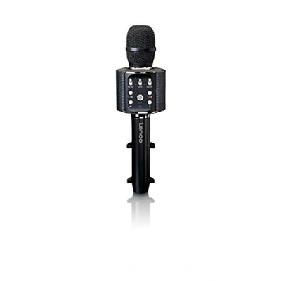 Bild av Lenco BMC 090 karaokemikrofon Bluetooth V4.2 med smartphone hållare 5 watt RMS LED ljuseffekter integrerat batteri 1 200 mAh Android och iOS svart