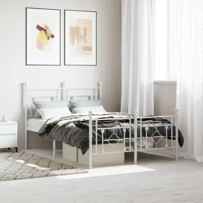 Bild av vidaXL Sängram med huvudgavel och fotgavel vit metall 120x200 cm, säng, metallsäng, sängram, sängar, metallsängar, sängramar, gästsäng